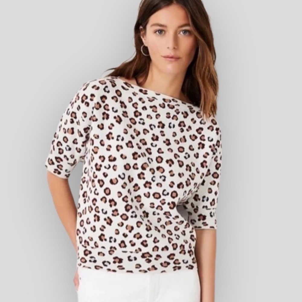 EUC Ann Taylor Animal Print Knit Sweater